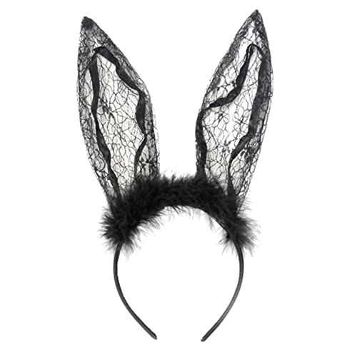 Beavorty 1Stk Hasenohr Stirnband Hase Ostern Hasenohren Party-Cosplay-Stirnband Kaninchenohr-Stirnband Spitze empfindlich schmücken Ohrringe Requisiten Fräulein Schal eisernes Stirnband von Beavorty