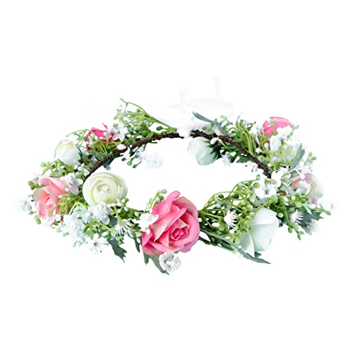 Beavorty 1stk Kopfbedeckung Frauen Blumenkranz Stirnband Tiara Für Die Hochzeit Der Braut Hochzeitsdekorationen Verzierungen Zum Basteln Stirnbänder Urlaub Rose Textil Requisiten von Beavorty