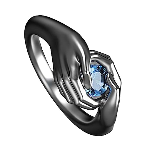 Beavorty 1 Stück Kreativer Design Ring Blauem Edelstein Verstellbarer Damen Schmuck für Verschiedene Anlässe Elegant Perfektes für Freunde Familie Einfach zu Kombinieren von Beavorty