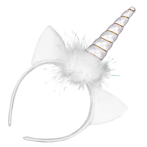 Beavorty 1stk Leuchtendes Einhorn-stirnband Einhorn Horn Ohren Stirnband Einhorn Stirnband Stirnbänder Mit Tierohren Stirnbänder Mit Katzenohren Kleidung Kind Karikatur Stoff Weiß von Beavorty