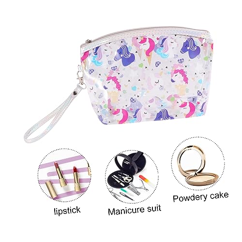 Beavorty 1 STK PVC Transparente Wasch Tasche Cartoon Mädchen Einhorn Kosmetik Tasche Kosmetiktasche Schminktasche Federmäppchen Kulturbeutel Make-up-Tasche Student Karikatur Makeup Tasche von Beavorty