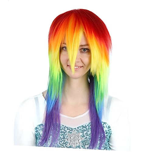 Beavorty 1Stück Cosplay Perücke Farbverlauf Lange Perücke Hochtemperaturfaser für Frauen Stylische Kostümperücke für Tanzpartys und Bühnenauftritte von Beavorty