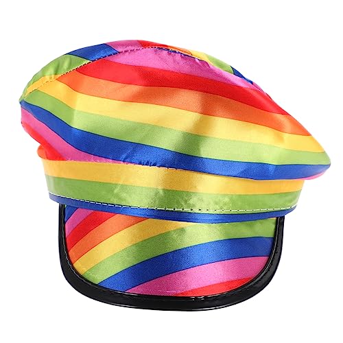Beavorty 1 Stück Regenbogenhut Karnevalshut Mit Krempe Regenbogen-kapitänsmütze Rollenspiele Performance-hut Bühnenhut-requisite Karnevals-cosplay-kostüm Karnevals-polizeihut Stoff Colorful von Beavorty