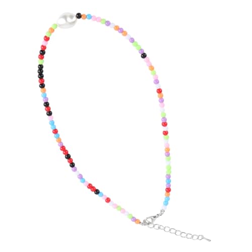 Beavorty 1 Stück Retro Perlenhalskette für Damen Kurze National Style Halskette Bunten Farben Partys Reisen Anpassbar zu Jedem Outfit von Beavorty