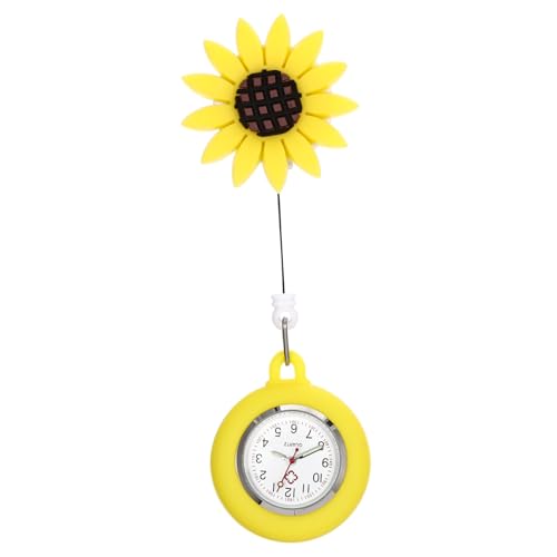 Beavorty Krankenschwester Uhr mit Sonnenblumen Design Taschenuhr für Pflegekräfte Praktische Hängeuhr Langlebigem Material Große Ziffern für Studenten und Examensaufsichten von Beavorty