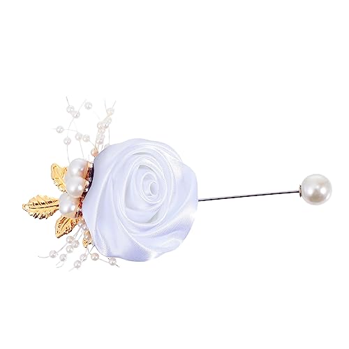 Beavorty 1 Stück Stoffblumenbrosche für Hochzeiten Dekorative Anstecknadel mit Perlen Handgefertigter Modeschmuck für Damen Brautschmuck oder Kopfschmuck Deko für Festliche Anlässe von Beavorty