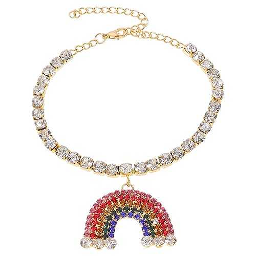 Beavorty 1 Stück Verstellbare Fußkette mit Regenbogen Anhänger Stilvolles Fußkettchen für Strand Party Leicht Hautfreundlich Funkelnde Details von Beavorty
