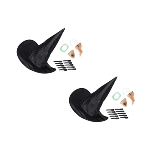 Beavorty 10 Stck. Teiliges Hexen Kostümset mit Hut Kinn Nase Nägeln und Falschen Zähnen für Halloween Einzigartiges Cosplay Zubehör für Erwachsene und Horror Mottoparty von Beavorty