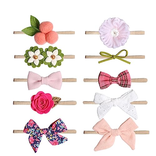 Beavorty 10st Haargummis Für Mädchen Haarschmuck Baby Stirnbänder Babystirnbänder Für Mädchen Säuglingshaarband Neugeborene Stirnbänder Für Mädchen Babyschleifen Kleine Blumen Kopfbedeckung von Beavorty