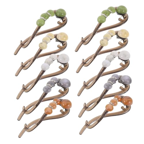 Beavorty 10 Stück Haartrockner Haarknotenhersteller Perlhaar Barrette Haarspangen aus Bananen Mädchen Haarzubehör funkelnde Haarklammer Französischer Twist-Clip gedrehte Haarspangen Acryl von Beavorty