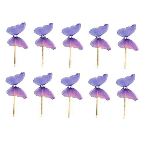 Beavorty 10st Schmetterlings-haarspange Haarspangen Vintage-dekor Hochzeitsdekoration Haarschmuck Niedliche Haaraccessoires Haar Dekorativ Mädchen Klipp Eisen Dreidimensional Violett von Beavorty