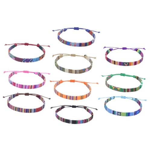Beavorty 10 Stück Teiliges Geflochtene Armbänder im Boho Verstellbare Handgefertigte Ethno Wickelarmbänder für Damen Herren für Strand von Beavorty