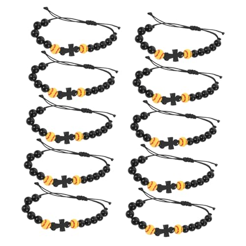 Beavorty 10stücke Fußballarmband Für Männer Charm-armbänder Für Sportpartys Sportarmbänder Aus Holz Christlicher Sportschmuck Mit Kreuz Rosenkranzarmband Für Sportler von Beavorty
