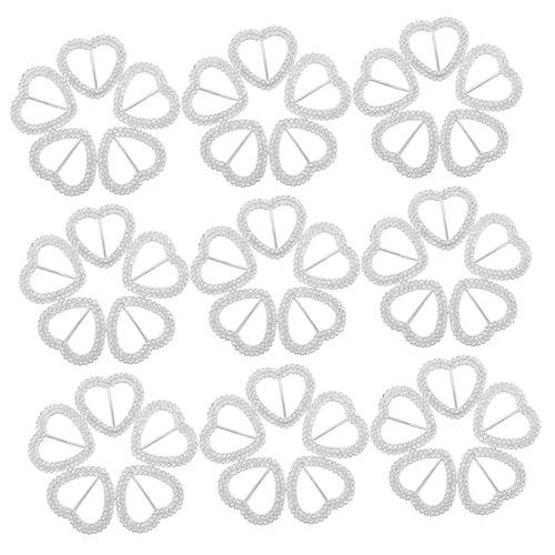 Beavorty 100stücke Herz-gürtelschnallen Aus Strass Schalschnallen Mit Austauschbarem Schalring Strassschnallen Pullover-schalclips Strass-herz-schal-schieber-clips Für von Beavorty