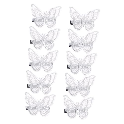 Beavorty 10st Spitze Schmetterling Haarspange Clips Für Haare 90er Haarspange Mädchen Haarspangen Clip Spitzenschnappspangen Süße Haarspange Haarschmuck Stoff Braut Mini Weiß Zubehör von Beavorty