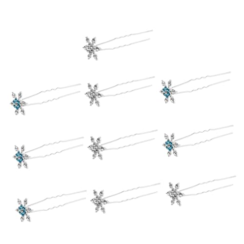 Beavorty 10stücke Glitzernde Schneeflocken-haarspangen U-förmige Haargabeln Aus Metall Mit Strass-schmuck Kopfschmuck Für Hochzeit Und Brautfrisuren Dekoratives Zubehör Für Frauen von Beavorty