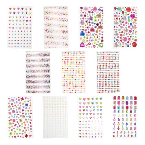 Beavorty 11 Blätter Acryl Strass Aufkleber Selbstklebende Glitzersteine für DIY Bastelprojekte und Scrapbooking Funkelnde Dekoration für Kreative Ideen und von Beavorty