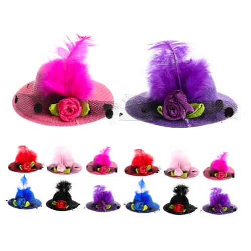 Beavorty 12 Stk Kartenherausgeber Mini-hut-haarspange Für Kleines Mädchen Mini Mesh Hut Haarspange Fascinator-haar Mesh-hut Mini-partyhüte Haustier Hut Kind Pailletten von Beavorty