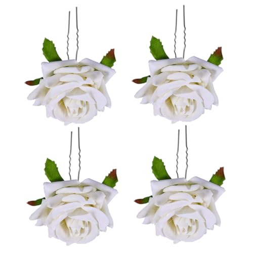 Beavorty 12 Stk stylische Kopfbedeckung Brautkopfschmuck für die Hochzeit stilvoll haarschmuck Haarspangen Tiara Braut Haarnadel Erdfarben Brosche Seidenblume Brautjungfer Weiß von Beavorty