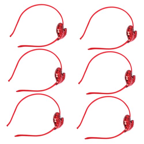 Beavorty 12 Stk valentinstag stirnband rotes Bandana-Stirnband rote Pailletten Haarschmuck für Kinder Pailletten-Herz-Haarband Cosplay-Haarband Herzen Stirnband Amor Valentinstag Haarband von Beavorty