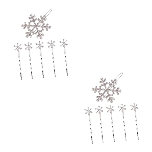 Beavorty 12 Stk Weihnachtshaarspangen Mit Schneeflocken Weihnachts-haarspangen Haarnadeln Für Frauen Haarschmuck Für Frauen Hochzeit Schnee Haarnadel Mädchen Haarteil Weiß Strasssteine von Beavorty