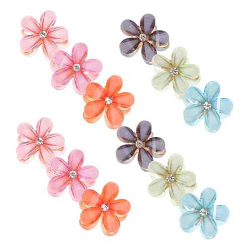 Beavorty 12 Stück Teiliges Mini Metall Blumen Haarklammern mit Funkelnden Kristallakzenten Leichte Bunte Haarspangen für Damen und Mädchen Geeignet für Dünnes und Dickes Haar Modische von Beavorty