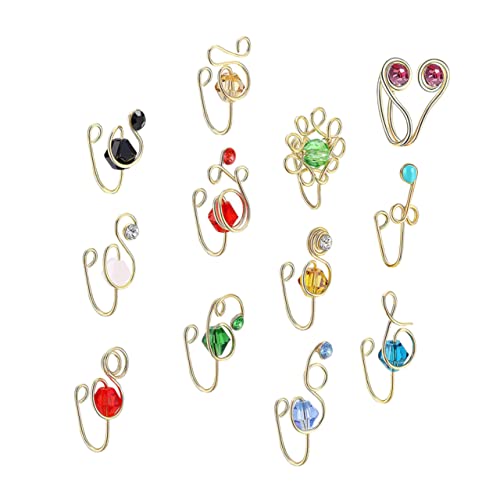 Beavorty 12stücke Teiliges Rhinestone Nasenringe Afrikanische Nasenmanschetten Gefälschte Nasenpiercings Für Damen Handgefertigte Diy Nasenschmuck Piercing von Beavorty