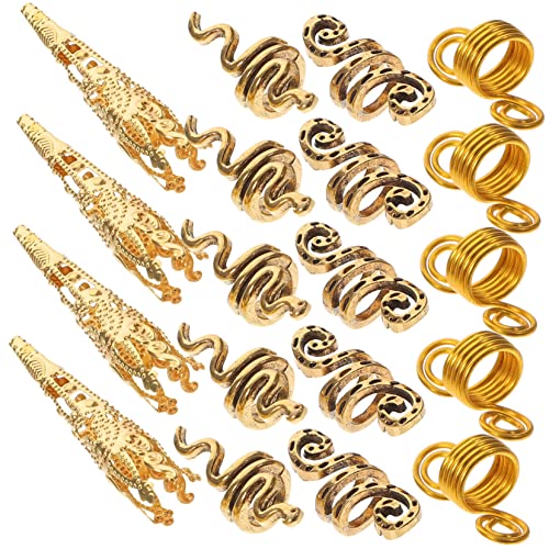 Beavorty 130 Stück Dreadlocks haarschmuck Flechtschmuck Zöpfe Zubehör geflochtene Haaranhänger Dreadlock -Zubehör Zopf-Anhänger Perlen für Haarflechten Legierung Golden von Beavorty