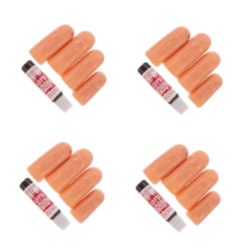 Beavorty 16 Stck. Teiliges Halloween Set mit Realistischen Falschen Fingern und Kunstblut Hautfreundliches Special Effects Make Up für Halloween Cosplay Bühnenauftritte und Gruselige Partys von Beavorty