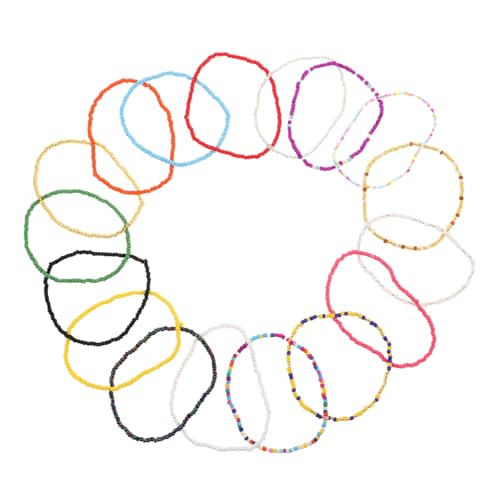 Beavorty 17stücke Perlenfußkettchen Für Damen Handgefertigt Aus Glasperlen Boho-stil Fußkettchen Elastisch Bunt Für Sommer Und Strand Armband Tragbar von Beavorty