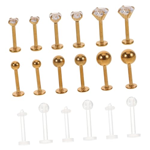 Beavorty 18 Stück Teiliges Lippenpiercing mit Zirkonia Barbell Hautfreundlich Poliert Vielseitig für Helix Tragus Labret Piercings Modisch im Hip Hop Stil für Damen und Herren von Beavorty
