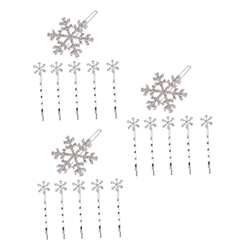 Beavorty 18 Stk Haarnadel Haarschmuck Schneeflocke Haarspangen Mädchen Haarklammer frauen kopfschmuck Haarspangen mit Schneeflocken Weihnachten Kopfbedeckung Gefroren Kleinkind Legierung von Beavorty