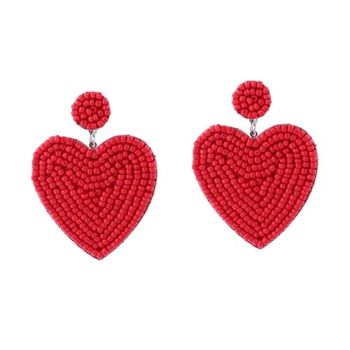 Beavorty 1Paar Herzohrringe Perlen Handgefertigte Liebesherzohrschmuck Für Damen Auffällige Ohrhänger Als Valentinstagsgeschenk Eleganter Ohrschmuck Für Besondere von Beavorty