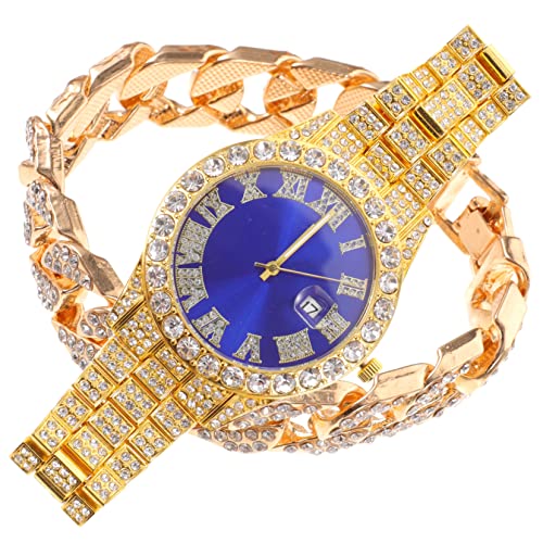 Beavorty Herren Armbanduhr Set Mit Glitzer-armband Elegante Quarz-uhr Mit Rhinestones Und Metallarmband Für Business Und Casual Anlässe von Beavorty