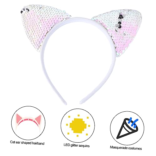 Beavorty 1Stk Halloween leuchtet Katzenohren Stirnband Pailletten-Ohr-Stirnband Katzenohren-Stirnbänder für Mädchen Spielzeuge Mädchenspielzeug glitzernde Abschlussball-Requisiten Haar LED von Beavorty