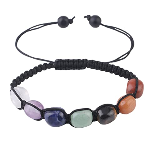 Beavorty Verstellbares 7 Chakra Naturstein Armband Geflochtenem Material Handgelenkkette für Damen und Herren von Beavorty