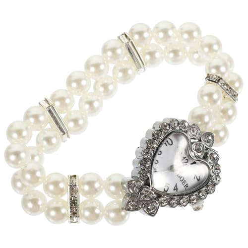 Beavorty Simulation Perle Kette Uhr Für Damen Damenquarzuhr Mit Kunstperlenarmband Lässige Armbanduhr Für Freizeit Und Partys Aus Kunststoff Und Legierungen Gefertigt von Beavorty