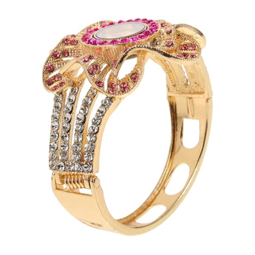Beavorty Damen Armbanduhr mit Strasssteinen Handgefertigte Quarzuhr im Blumen Design Stilvolles Accessoire für Frauen Bequemes und Langlebiges Handgelenk Zubehör für Besondere Anlässe von Beavorty