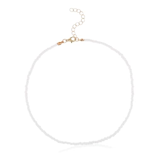 Beavorty Bunte Reisperlen Halskette für Damen Einlagige Perlenkette Einfaches Design Kreativer Schmuck für Mädchen für Strandpartys und Besondere Anlässe von Beavorty