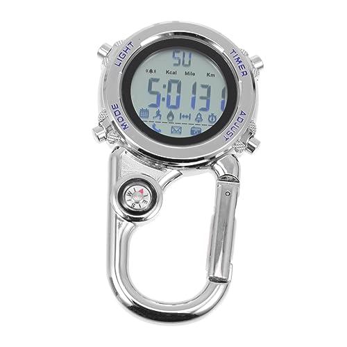 Beavorty Multifunktionsuhr Mit Leuchtfunktion Wanderuhr Edelstahl Mit Metallschnalle Und Karabinerhaken Für Outdoor-aktivitäten Und Reisen von Beavorty