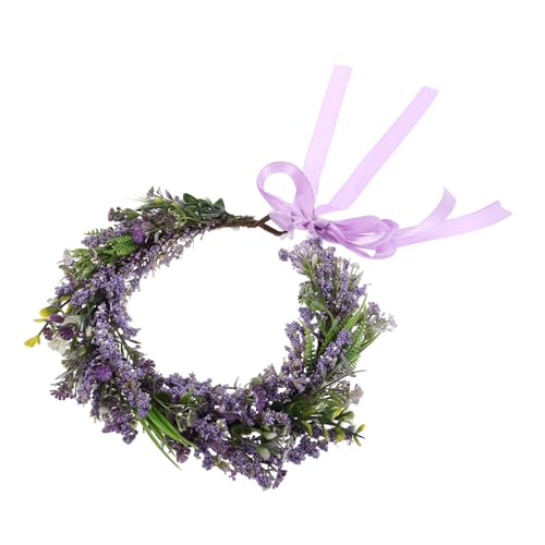 Beavorty 1stk Floraler Kopfschmuck Hochzeit Stirnband Perlenstirnband Lila Blütenhaare Blumenhaarkranz Haarschmuck Mit Blumen Feenhaar Fee Blumenkrone Lila Kleid Mädchen Braut Violett von Beavorty