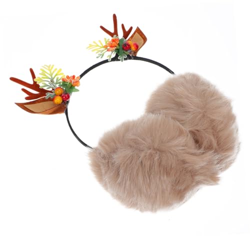 Beavorty Modischer Plüsch-kopfschmuck Geweih-ohrenschützer Ohrmaterial Leicht Zu Tragen von Beavorty