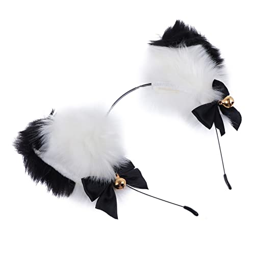 Beavorty 1stk Glocke Katzenohr Stirnband Tierhaarreifen Mit Pelzigen Ohren Cosplay-requisite Katzenohren Mit Glocke Süßes Cosplay-stirnband Wolfsohren Und - Stoff von Beavorty