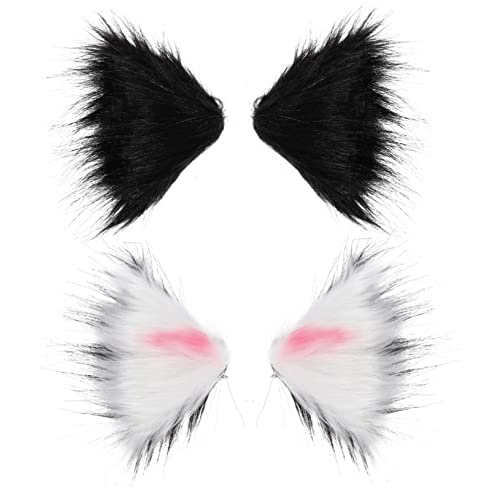 Beavorty 2 Paar Katzenohren Haarnadel Kawaii Haarnadeln Und Clips Haarspangen Für Tierohren Haarspangen Mit Katzenohren Haarklammer Mädchen Kopfhörer Künstliches Kaninchenfell Kleine Weiß von Beavorty