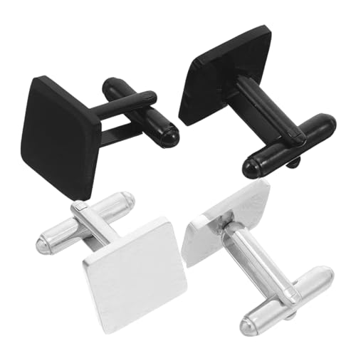 Beavorty 2 Paar Manschettenknöpfe Aus Metall Quadratische Manschettenknöpfe Aus Edelstahl Für Männer Hochzeiten Business Handwerk Schmuckherstellung Bräutigam Ehemann Freund von Beavorty