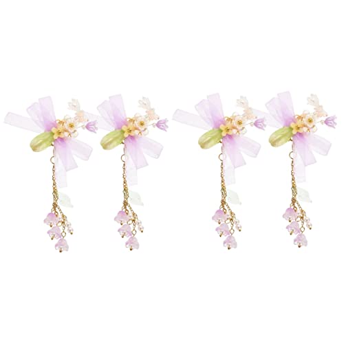 Beavorty 2 Paar Quaste Haarspange Band-haarspange Chinesische Haarspange Baby-haarspangen Hanfu-kleid-kopfbedeckungen Haarspange Für Mädchen Blumenspangen Die Blumen Haarnadel Kind von Beavorty