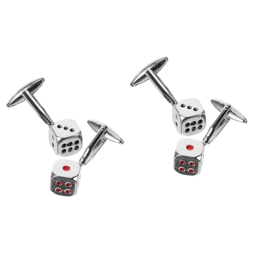 Beavorty 2 Paare Herren Manschettenknöpfe Silberne Cufflinks für Anzug Hemd Krawattenklammern für Hochzeiten Business Besondere Anlässe Robuste Stilvolle Accessoires von Beavorty