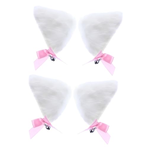 Beavorty 2 Paare Katzenohren Haarklammer Langfell Cosplay Party Haarschmuck Damen Halloween Weihnachtsfest von Beavorty
