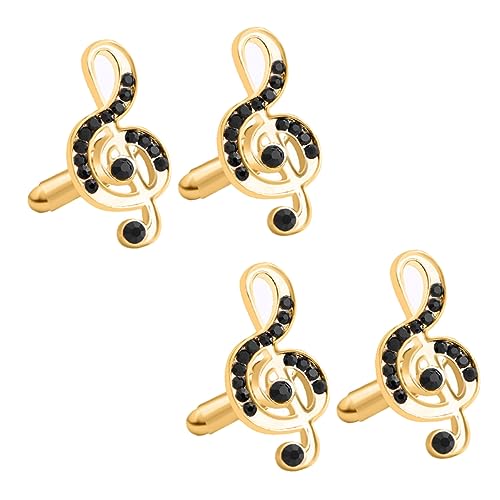 Beavorty 2 Paare Manschettenknöpfe für Herren Noten Design Cufflinks Dekorative Rhinestone Knöpfe für Hochzeiten Formelle Anlässe von Beavorty