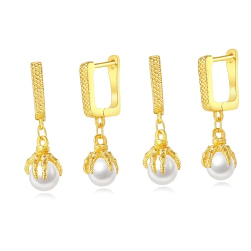 Beavorty 2 Paare Minimalistische Herren Ohrstecker mit Perle Robuster Stilvolle Krallen Design Ohrringe Leichte Hip Hop Schmuck Kleine Ohrringe für Männer und Frauen von Beavorty